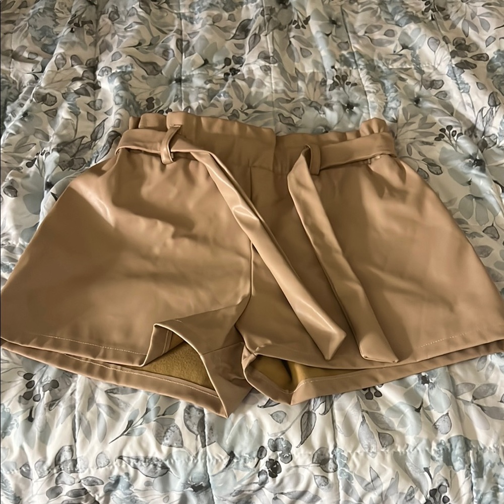 Tan High Waist Casual Shorts